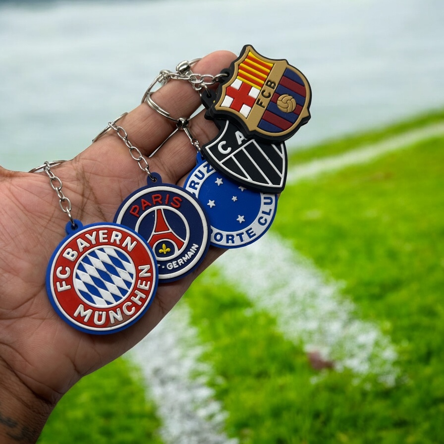 Chaveiro Pingent Time Futebol Emborrachado Coleção Cruzeiro Mafia Atletico Mineiro Galo Bayer Munchen Paris Barcelona