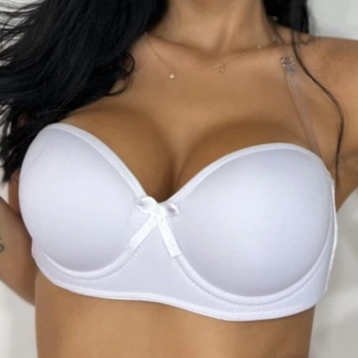 Sutiã Tomara que Caia Feminino com Bojo – Pala Larga + Alça Transparente Removível