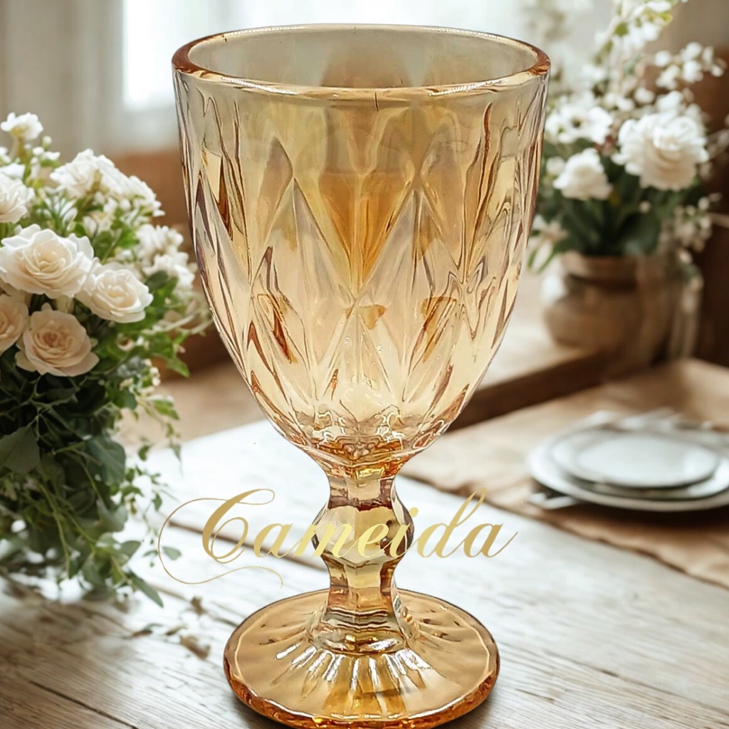 Taça Diamond Vidro Cor Âmbar P/ Água Suco Vinho 330ml  (1 Unidade)
