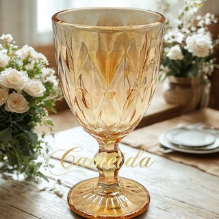 Taça Diamond Vidro Cor Âmbar P/ Água Suco Vinho 330ml  (1 Unidade)