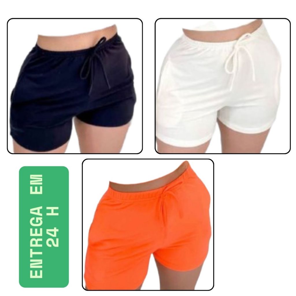 Shorts Feminino Moletinho Curto com Bolso Branco para Academia  Casual  Leve Estiloso Trein em Oferta na Shopee