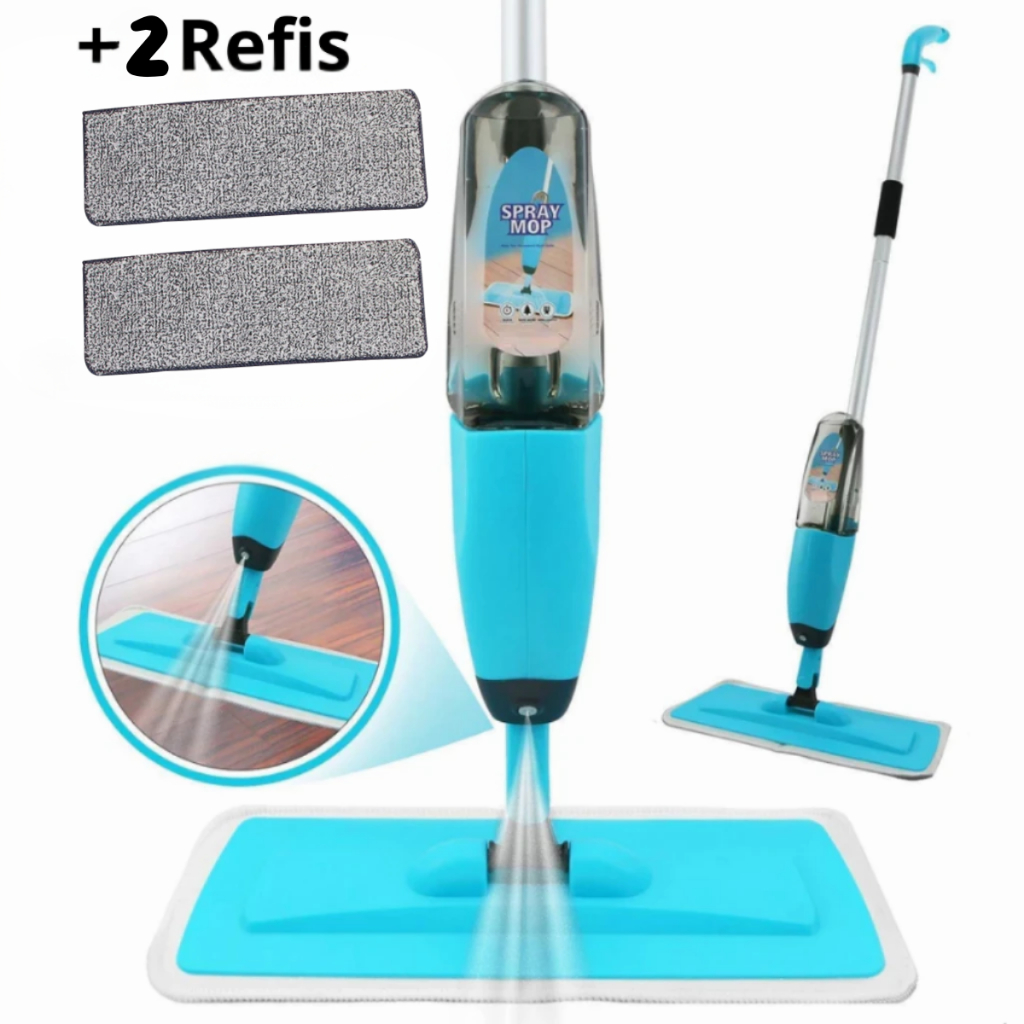Kit Rodo Mop com Spray e Reservatório + 2 Refis de Microfibra Grátis**