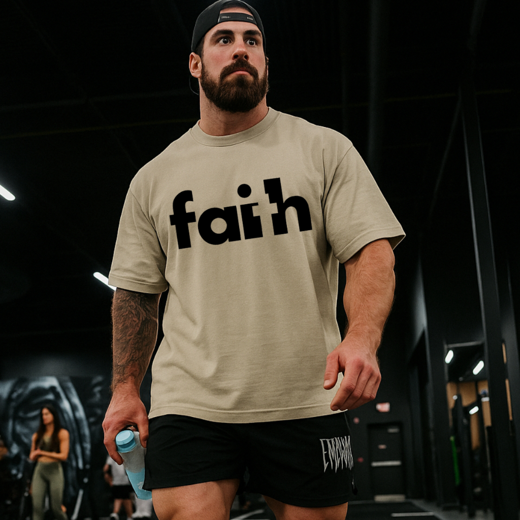 Camiseta Unissex Faith Fe Ore Oversized Estilo Streetwear Casual Confortável Look Academia