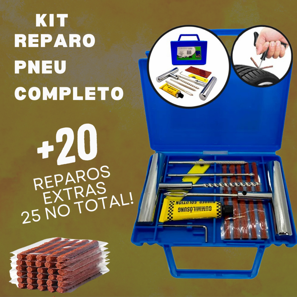 Kit Maleta Reparo Pneu Profissional Maleta Com  Refis Para Reparo Do Pneu De Moto Carro E Bicicleta em Oferta na Shopee
