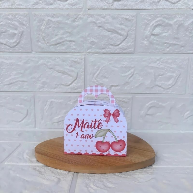 PEGUE E MONTE - Caixinha Maletinha personalizada Cerejinha -  Lembrancinhas - Caixinhas para festa - Aniversário