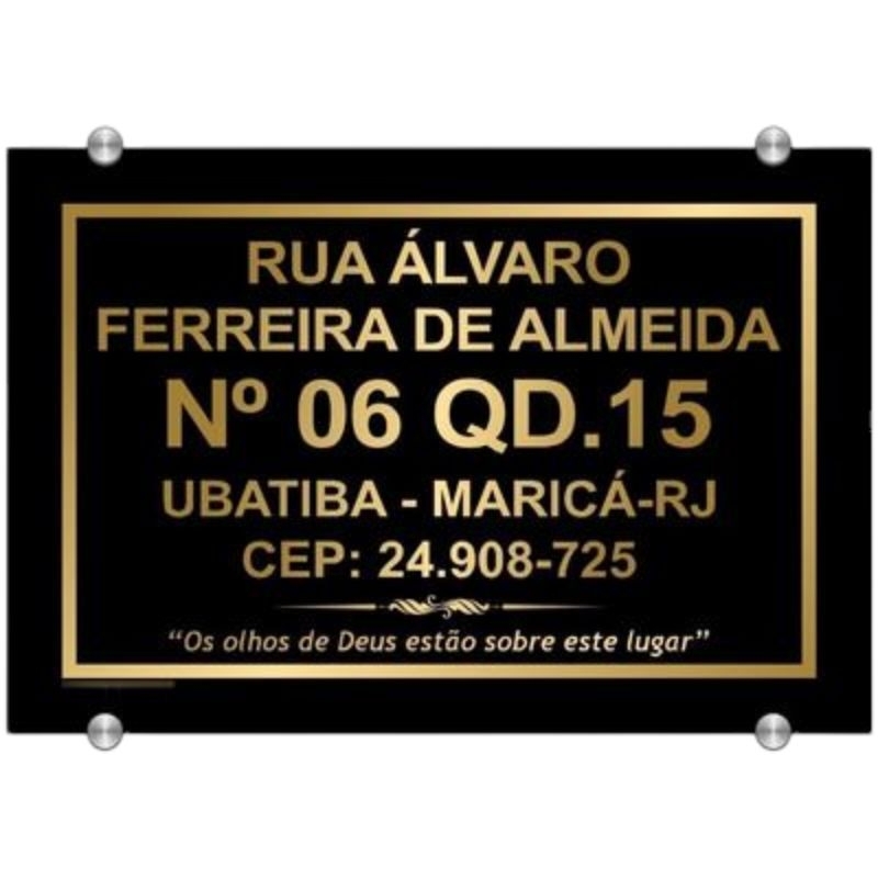 placa de endereço em acrílico residencial. 40x30. Acrílico grosso 5mm - Idêntico vidro.