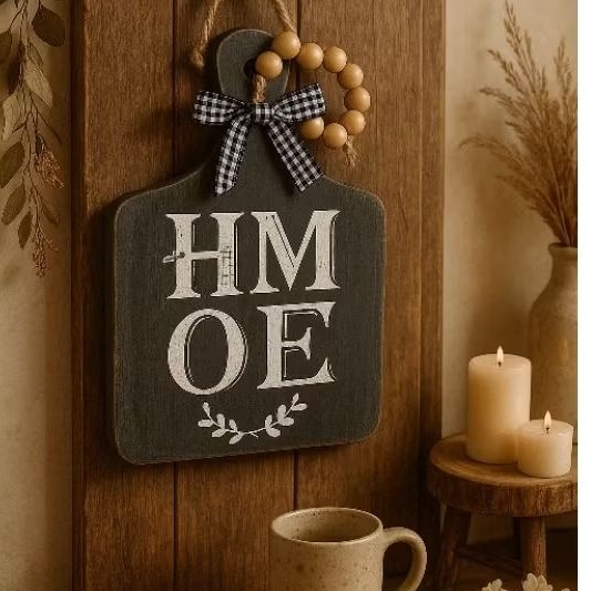 Tábua decorativa farmhouse preta rústica HOME