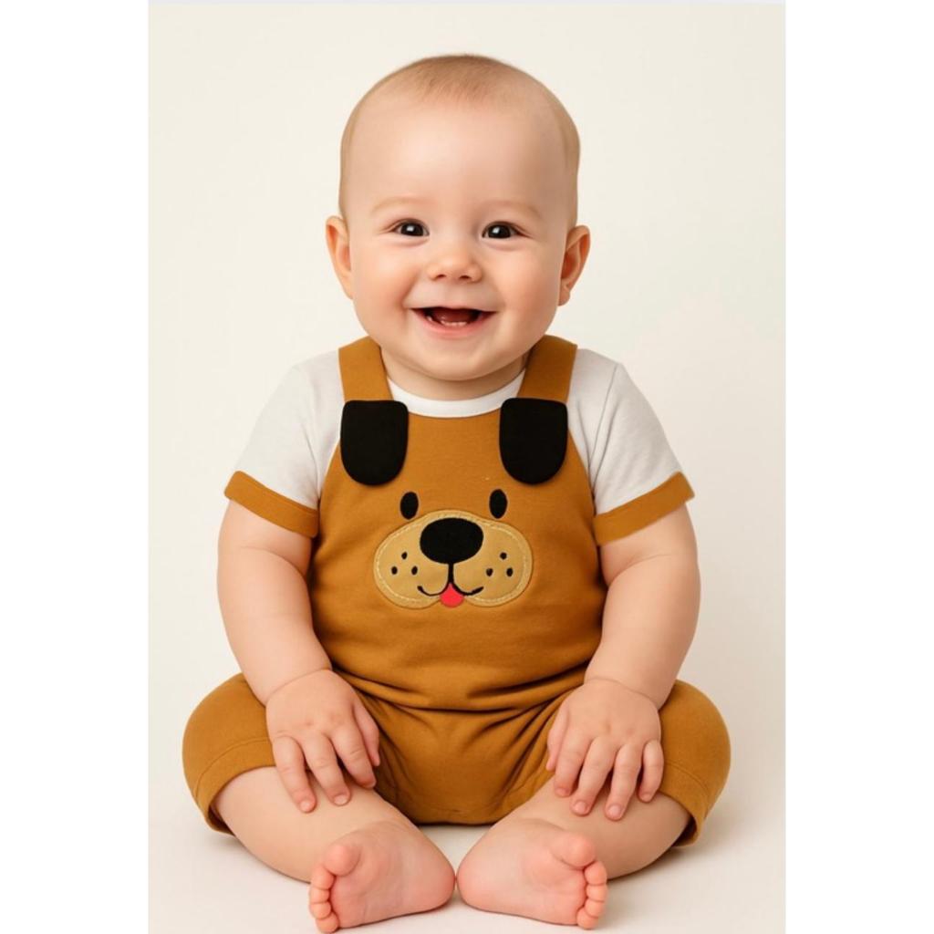conjunto macacão jardineira para bebê menino 2 pçs bordado cachorrinho macacão masculino jardineira