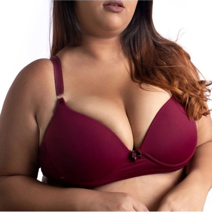 Sutiã Plus Size Com Bojo Reforçado Confortável Dia a Dia Ajustável Barato Alças Grossas 48...