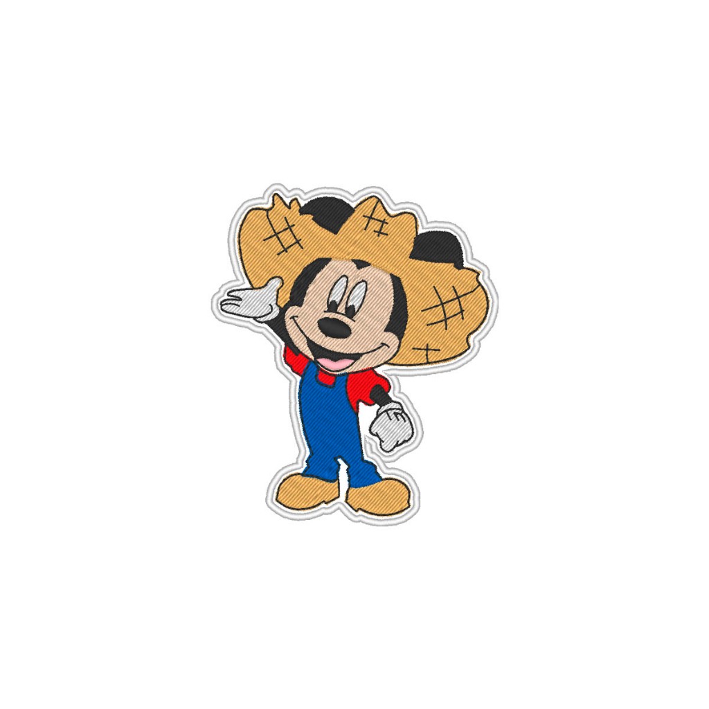 Patch Bordado Termocolante Mickey Fazendeiro Festa Junina