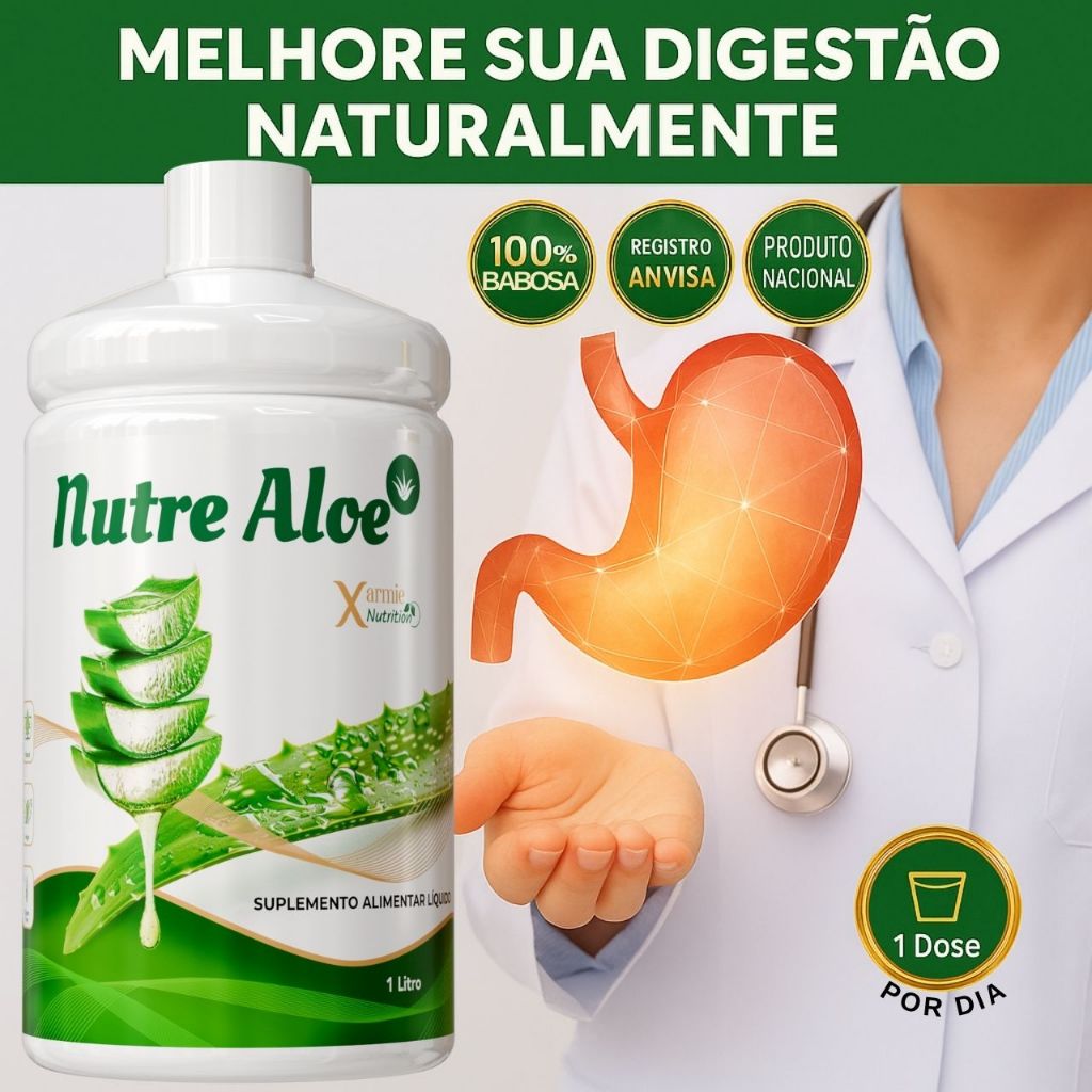 Aloe Vera Pura P/ Alívio De Azia, Gastrite E Refluxo Puro Gel de Babosa para Consumo