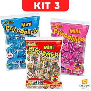 Pirulito Psicodélico Chaves Mini Colorido Para Lembrancinha Kit 3 Pacotes 250g C/50un cada - Santa Rita em Oferta na Shopee