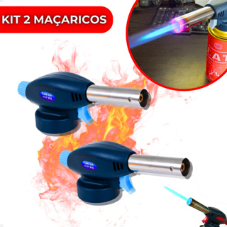 Kit 2 Maçaricos Culinário Portátil Com Regulagem Gourmet Multiuso Cozinha 1300 Graus Acendimento em Oferta na Shopee