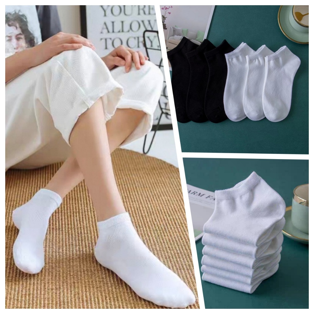 Kit 3/6/12 pares de meias pretas e brancas para homens e mulheres