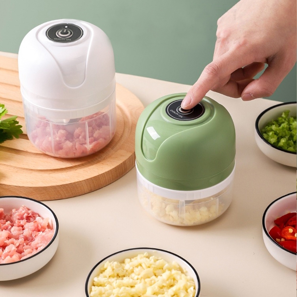 Mini Processador Triturador Elétrico Moedor Carne Vegetais Alho Fruta Amendoim Recarregável USB 250m