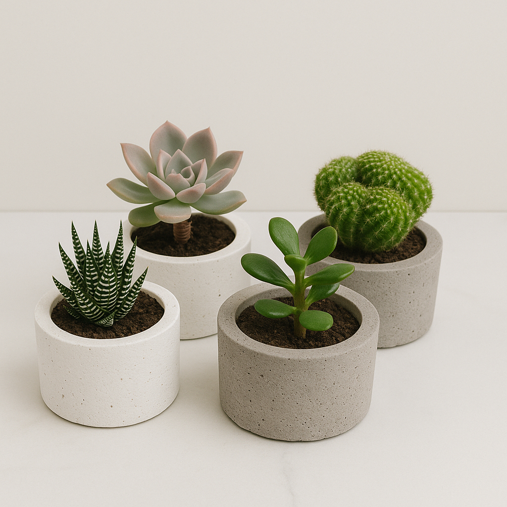 Kit 3 Vasos Cachepot Suculenta Erva Flor Decora Casa Cimento Conjunto Vasinhos Mini Cactos Decoração