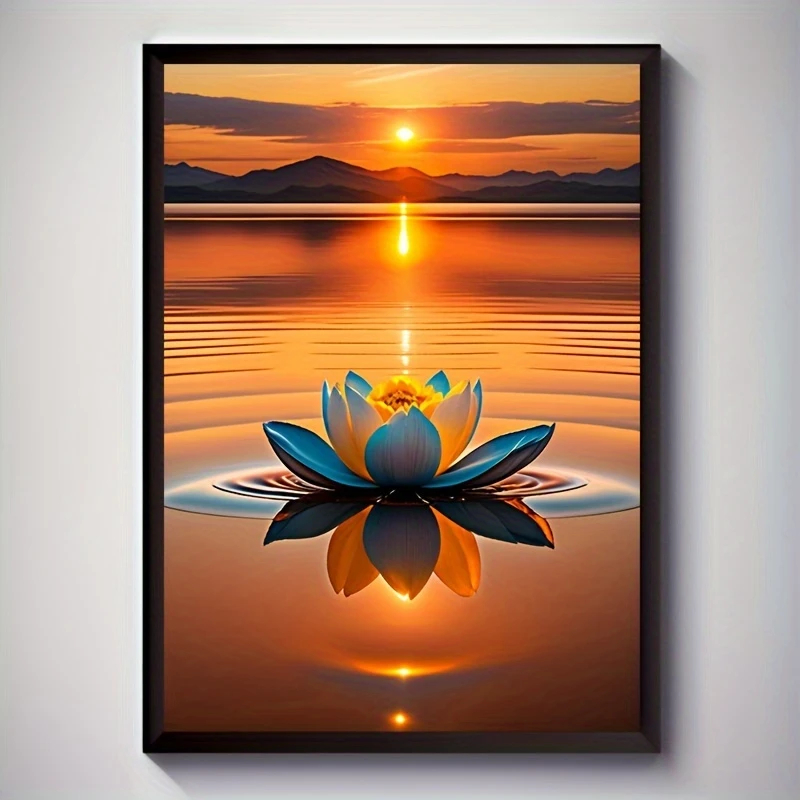 Quadro Decoração Sala Flor de Lótus no Pôr do Sol - Paz, Equilíbrio e Decoração Zen Resolução 4k em Oferta na Shopee