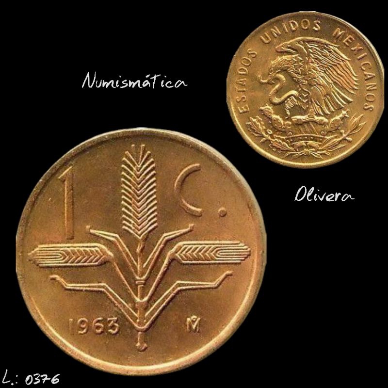 Moeda antiga México 1 centavo. L.: 0376