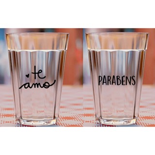 Kit 24 Adesivos em Vinil Para Canecas, Copos, Xícaras, Pratos, Vidro, MDF Te Amo e Parabéns em Oferta na Shopee