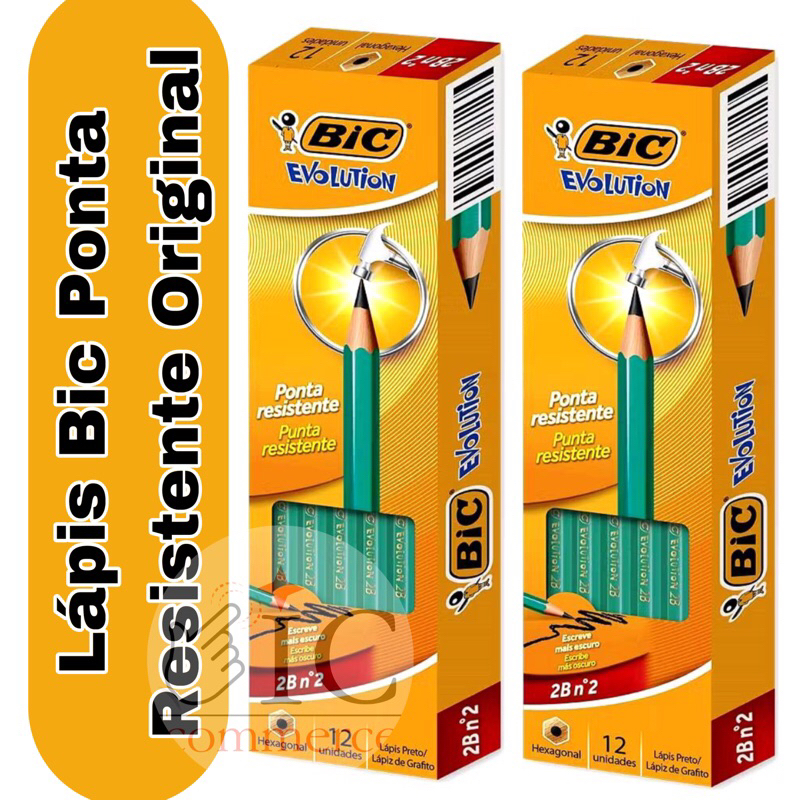 Caixa 12 Lapis Grafite Bic Evolution HB N.2 Lapis Escrever