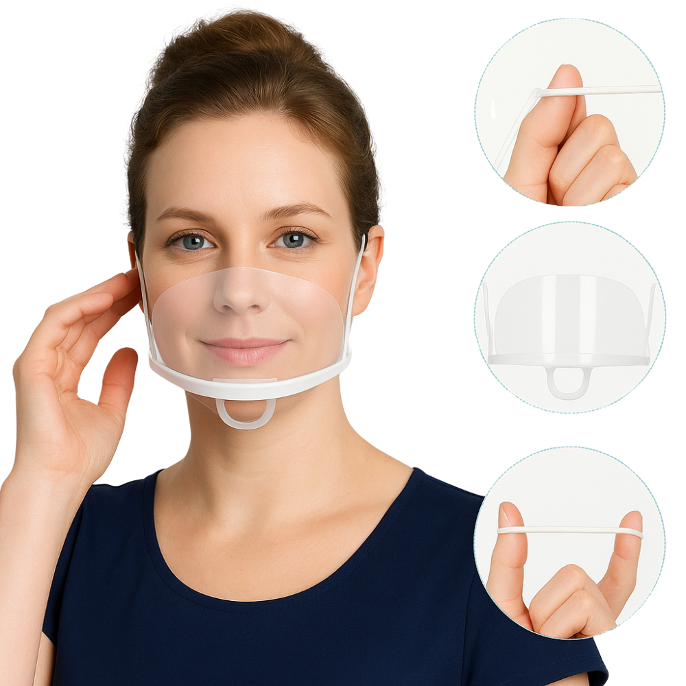 10 Máscaras Acrílica Transparente Higiênica para Estética e Maquiagem Reutilizável