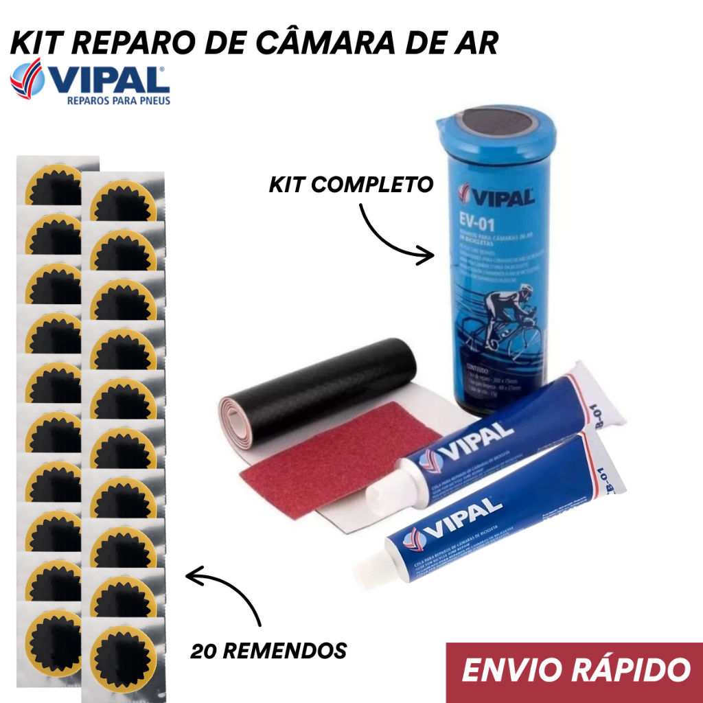 Kit Reparo Camara de Ar Remendo Pneu Bike Moto Bicicleta Vipal EV-01 20 Remendos 30mm em Oferta na Shopee