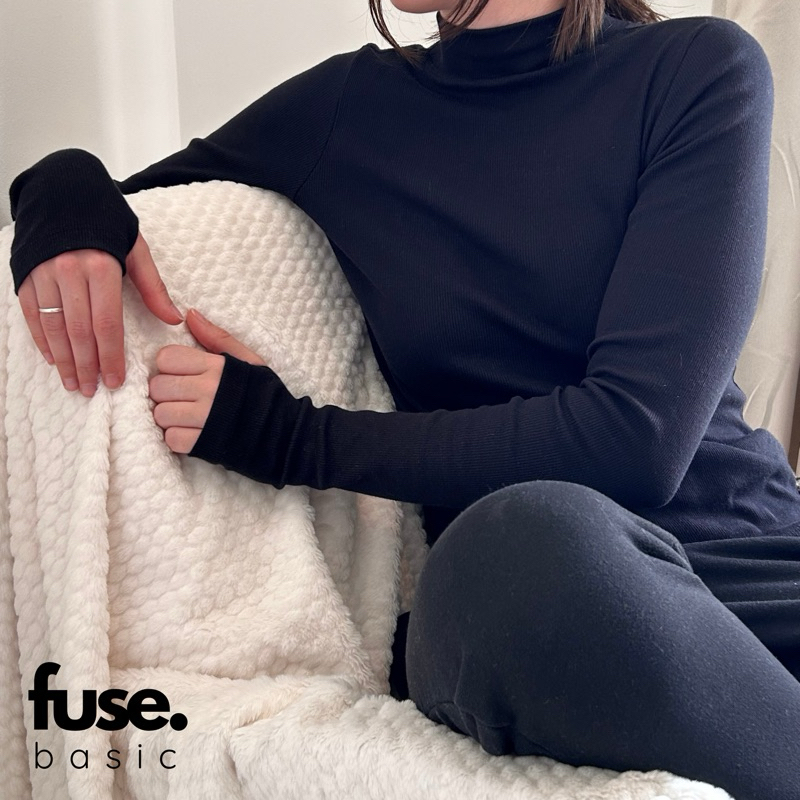 Blusa de Frio Dedinho Manga Longa Gola Alta Cacharrel em Ribana de Algodão Comfy em Oferta na Shopee