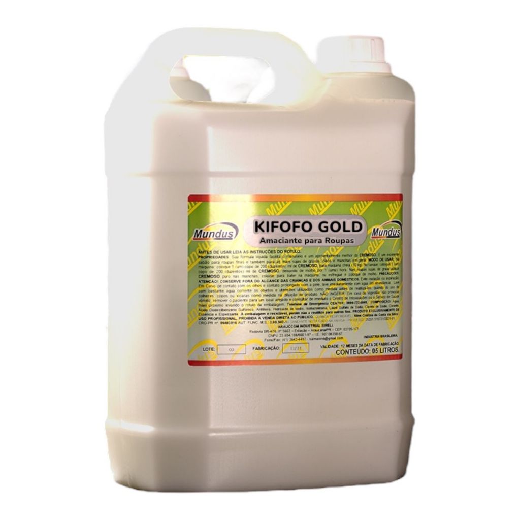 amaciante cremoso lavanderia profissional kifofo gold mundus 5 litros linha premium