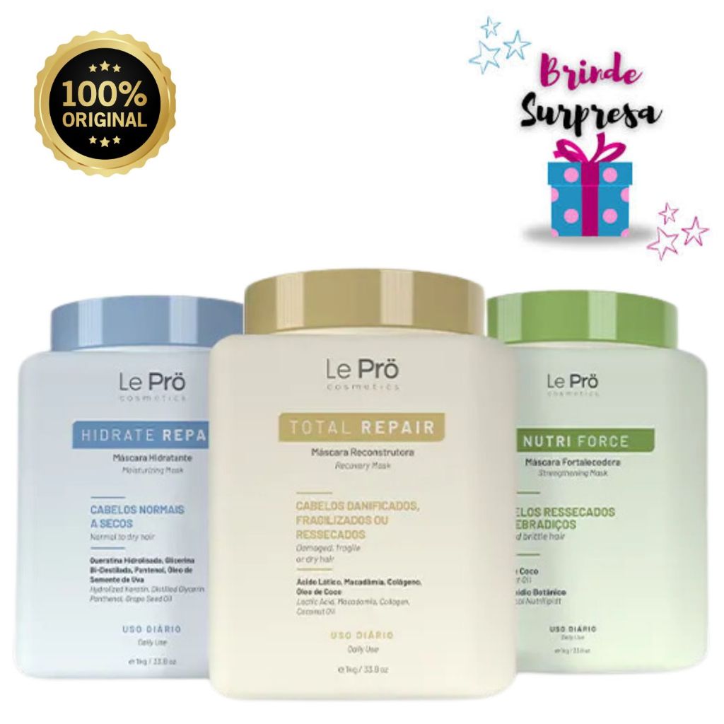 Le Pro Cosmetics Kit Cronograma Capilar NUTRIÇÃO, HIDRATAÇÃO E RECONSTRUÇÃO em Oferta na Shopee