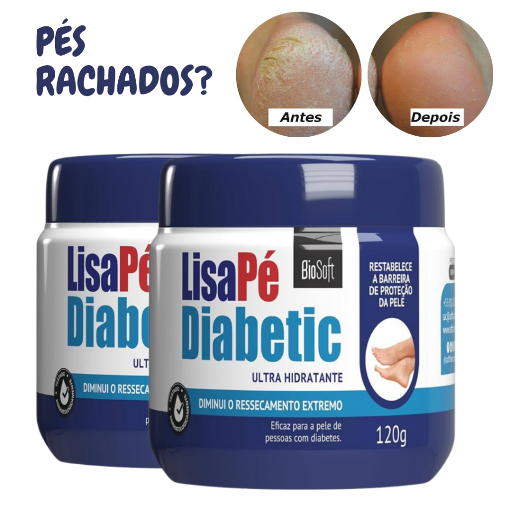 Lisa Pé Diabect Creme Rachadura Pés Hidratante Para Pés 120g BioSoft