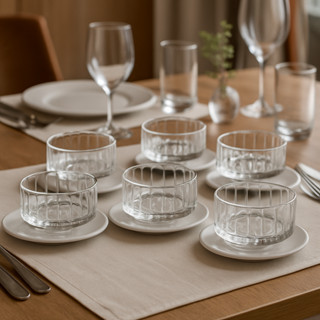 Kit Jogo 6 Bowls Wolff de Cristal Tigelas Cumbuca Sobremesa Requintada Mesa Posta Luxo