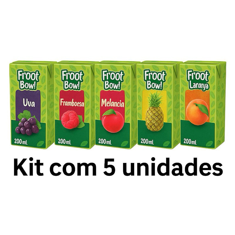 Kit com 5 unidades Suco de caixinha Fruta 200ml Sabores variados Kit festa infantil (festa eventos)