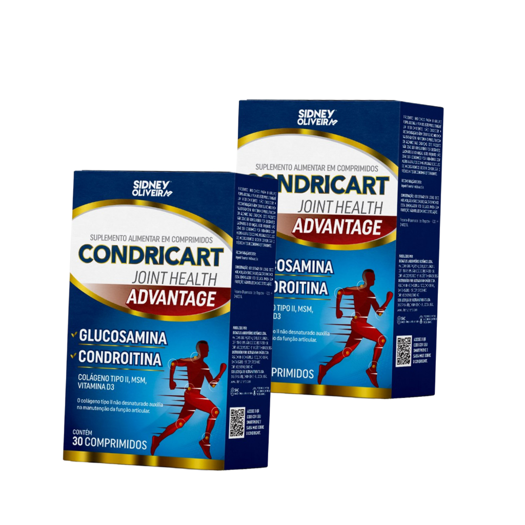 KIT 2X GLUCOSAMINA + CONDROITINA + COLÁGENO TIPO II + MSM + VITAMINA D3 CONDRICART 30 COMPS