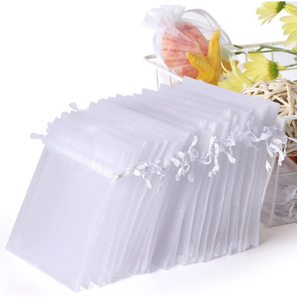 Kit 20/50/100 Un Saco Saquinho Organza Tule Saquinho 7x9 9x12 10x15 Branco Festa Casamento