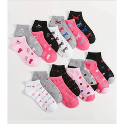 Kit 24 Pares de Meias Soquete Cano Curto Adulto Feminina Estampada Cores Delicadas