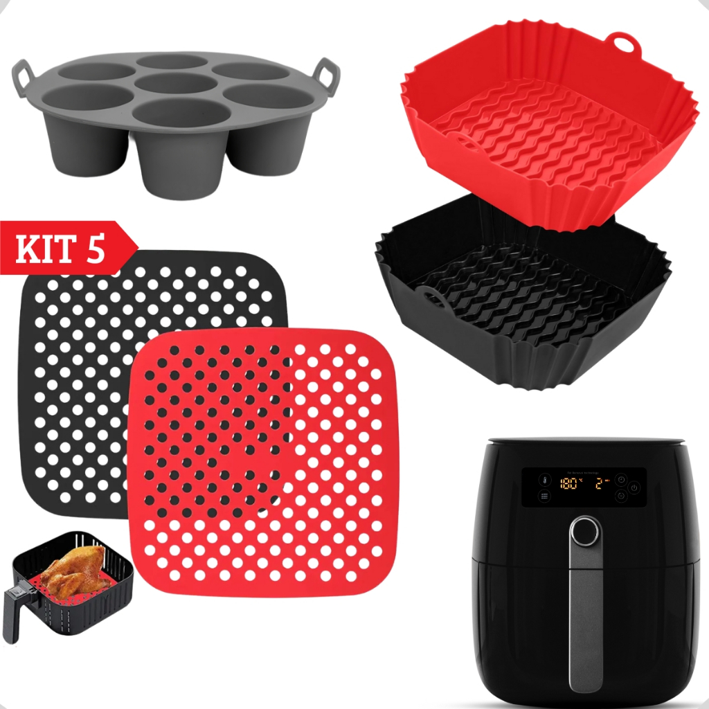 Kit 5 Forma Forro Silicone Tapete Protetor Cupcake Air Fryer Forno Microondas Antiaderente em Oferta na Shopee