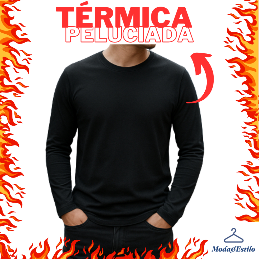 Blusa de Frio Segunda Pele Térmica Peluciada Inverno Frio Forrada Flanelada Manga longa Ma...