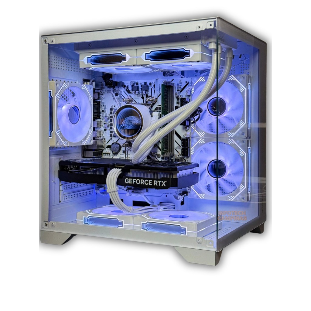 PC Gamer Aquário Branco | Ryzen 7 5700X | RTX 4060 8GB | 16GB RAM | SSD 1TB Water Cooler Win11 Pro