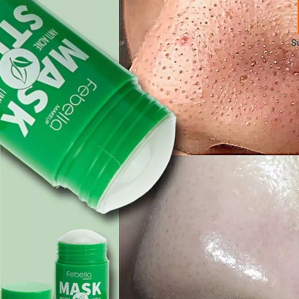 Máscara Chá Verde Remover de Cravos Anti-Acne Hidratante Beleza Pele Facial Clean Face Clareador Mask Stick FEBELLA em Oferta na Shopee