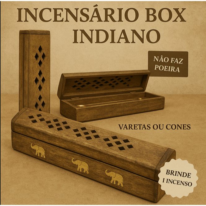 Porta Incenso Box indiano Mad Artes. Decoração vareta /cone c/gavetinha p/ guardar incenso + BRINDES em Oferta na Shopee