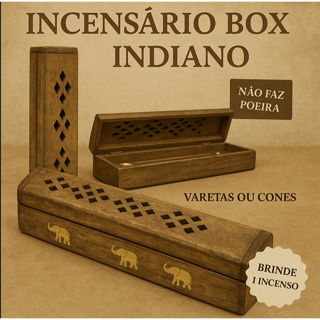 Porta Incenso Box indiano Mad Artes. Decoração vareta /cone c/gavetinha p/ guardar incenso + BRINDES em Oferta na Shopee