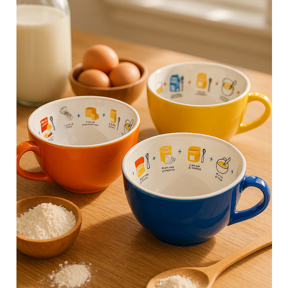 Conjunto com 4 Canecas de Cerâmica 400ML Copo Xícara Artesanal com Estampa de Receita