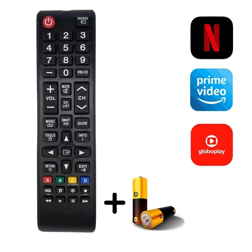 Controle Remoto Samsung Compatível Tvs Samsung Smart Tv Plasma Lcd Led + 2 Pilhas AAA