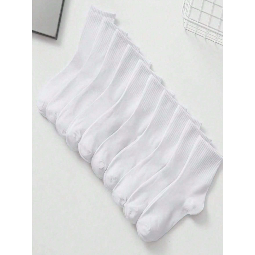 Kit 24 Pares de Meia Branca Cano Médio Alto Masculino Feminino Unissex