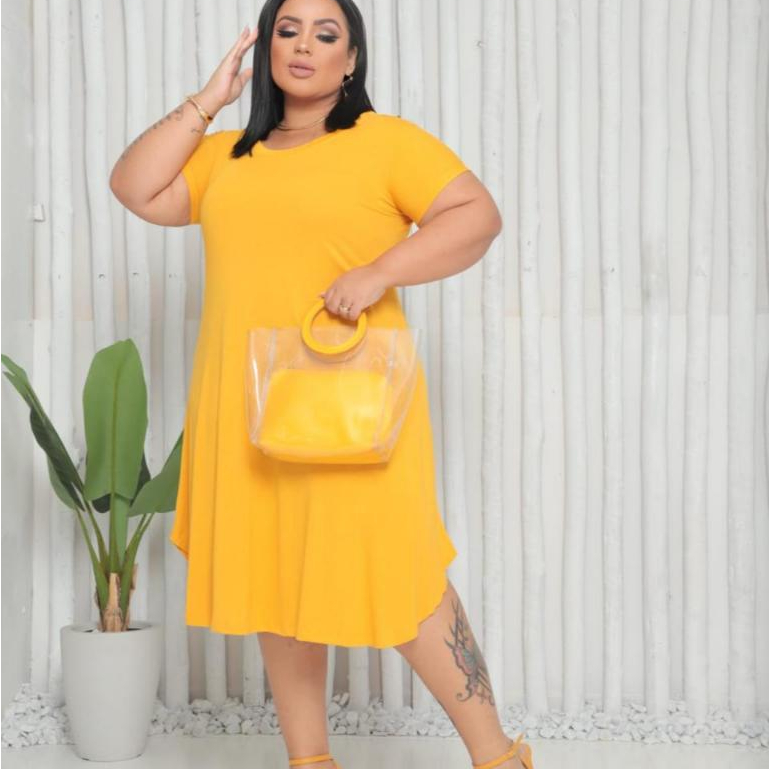 Vestido Feminino De Calor Plus Size Com Manga Tamanho G1-G2-G3-G4  Tecido Viscolycra Premuim