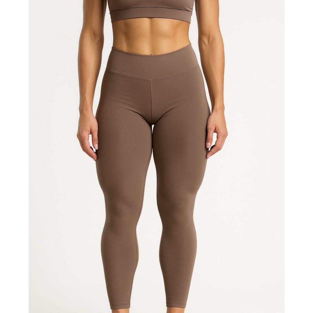 Calça Legging Feminina Marrom Cintura Alta Premium Academia Fitness Poliamida Zero Transparência