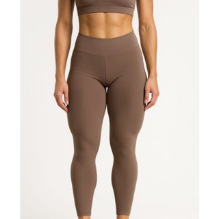 Calça Legging Feminina Marrom Cintura Alta Premium Academia Fitness Poliamida Zero Transparência em Oferta na Shopee