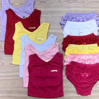 Kit 8 peças 4 calcinha bunda rica + 4 blusinha regata menina 3-6 meses em Oferta na Shopee