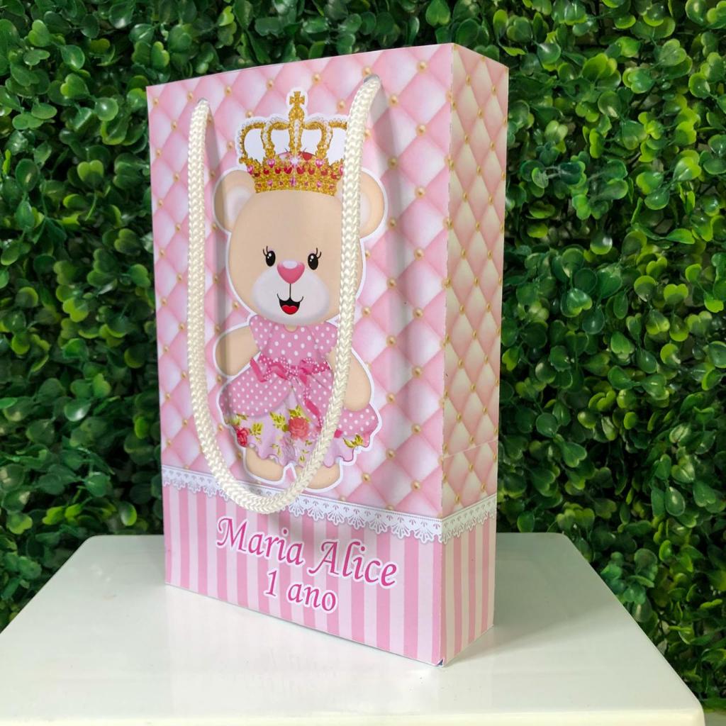 Sacolinha Personalizada URSINHA PRINCESA REALEZA - PEGUE E MONTE