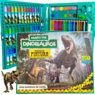 Kit Escolar Menino Menina Infantil Maleta Pintura 150 Peças Mundo Dinossauro Unicónio Sereia em Oferta na Shopee
